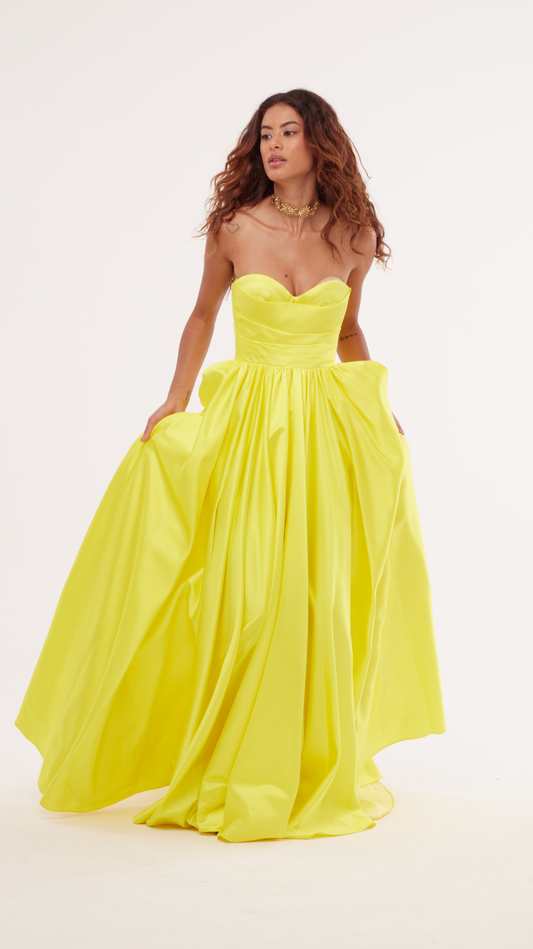 Vestido Estruturado Amarelo com Laço - ER