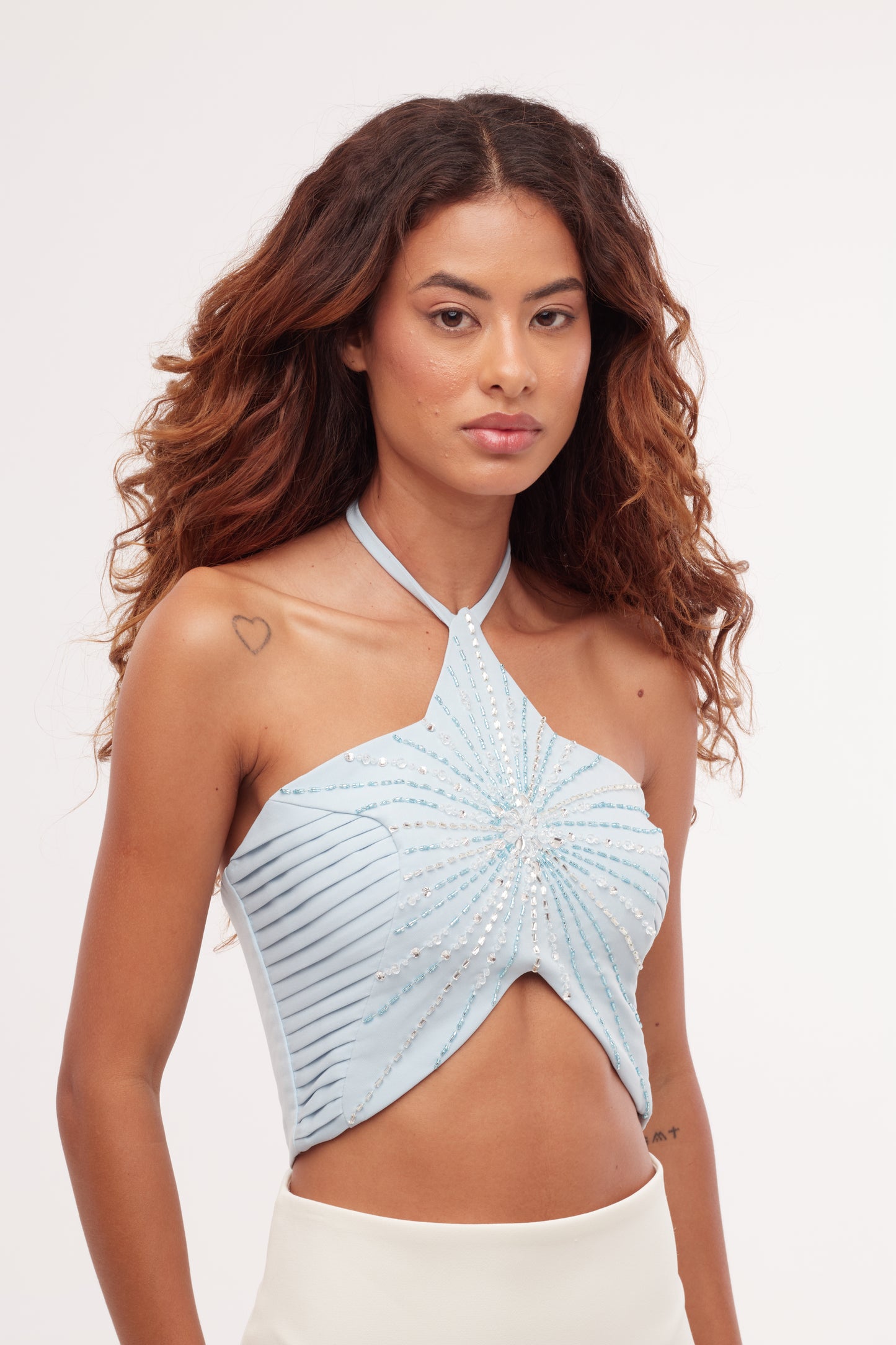 Top Cropped Star Drapeado Crepe Vick - PatBo