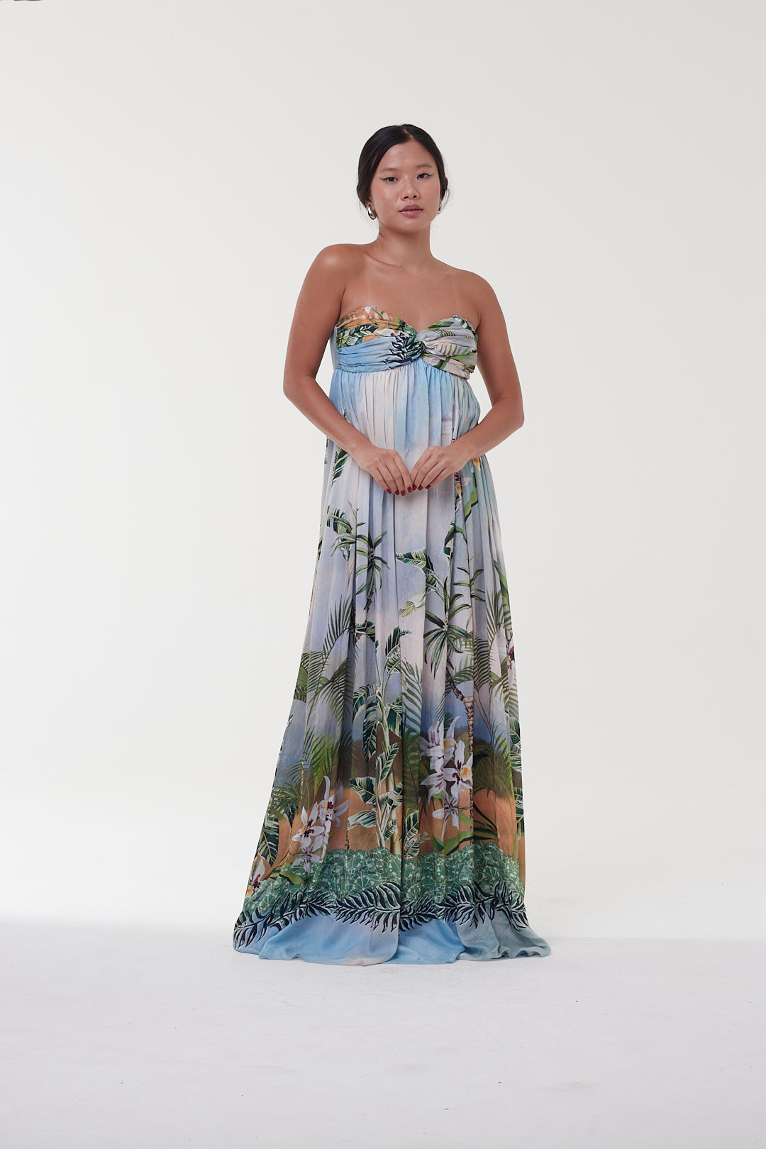 Vestido Longo Tropical Sky Azul - PatBo