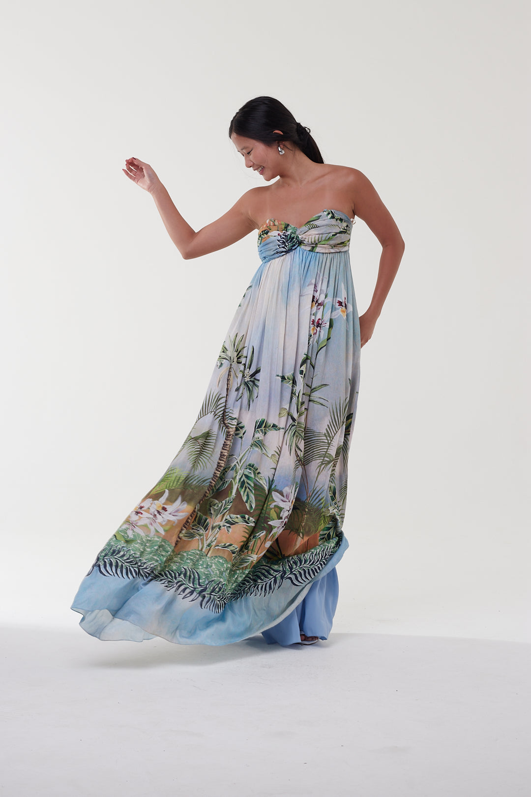 Vestido Longo Tropical Sky Azul - PatBo