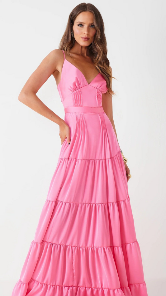 Vestido Longo Rosa Vitória - Fabulous Agilità